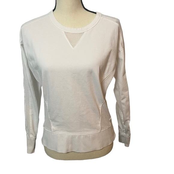 Athleta White Mesh Sweatshirt Sz Small - Picture 1 of 9